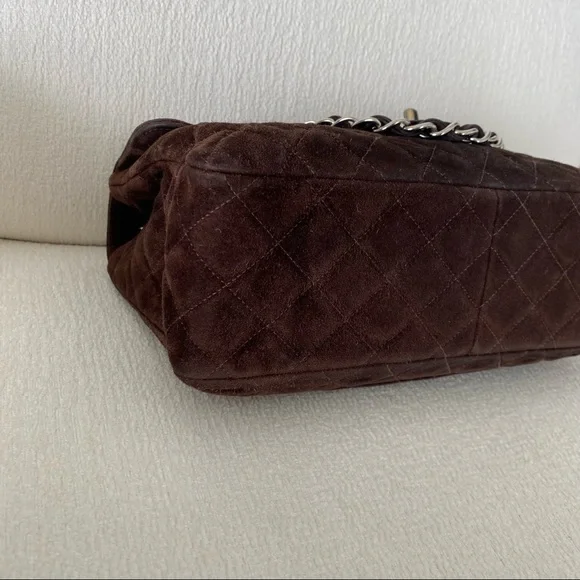 Chanel Vintage Classic Single Flap Bag Quilted Suede Medium Brown - Picture 7 of 17